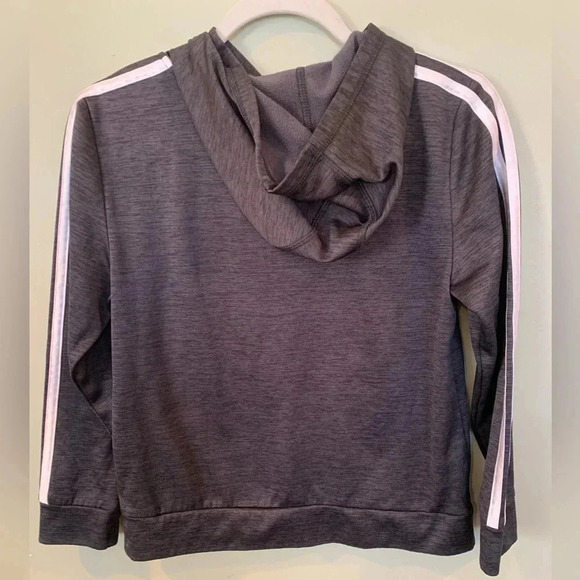 Adidas Boys Size 10 12 Gray Grey Pullover Hoodie Hooded Sweatshirt Play Clothes - Picture 2 of 5